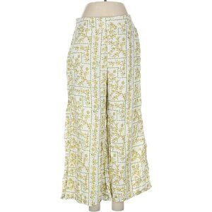 Joie 100% Linen Wide Leg Ankle Pants Ivory Floral Size XL